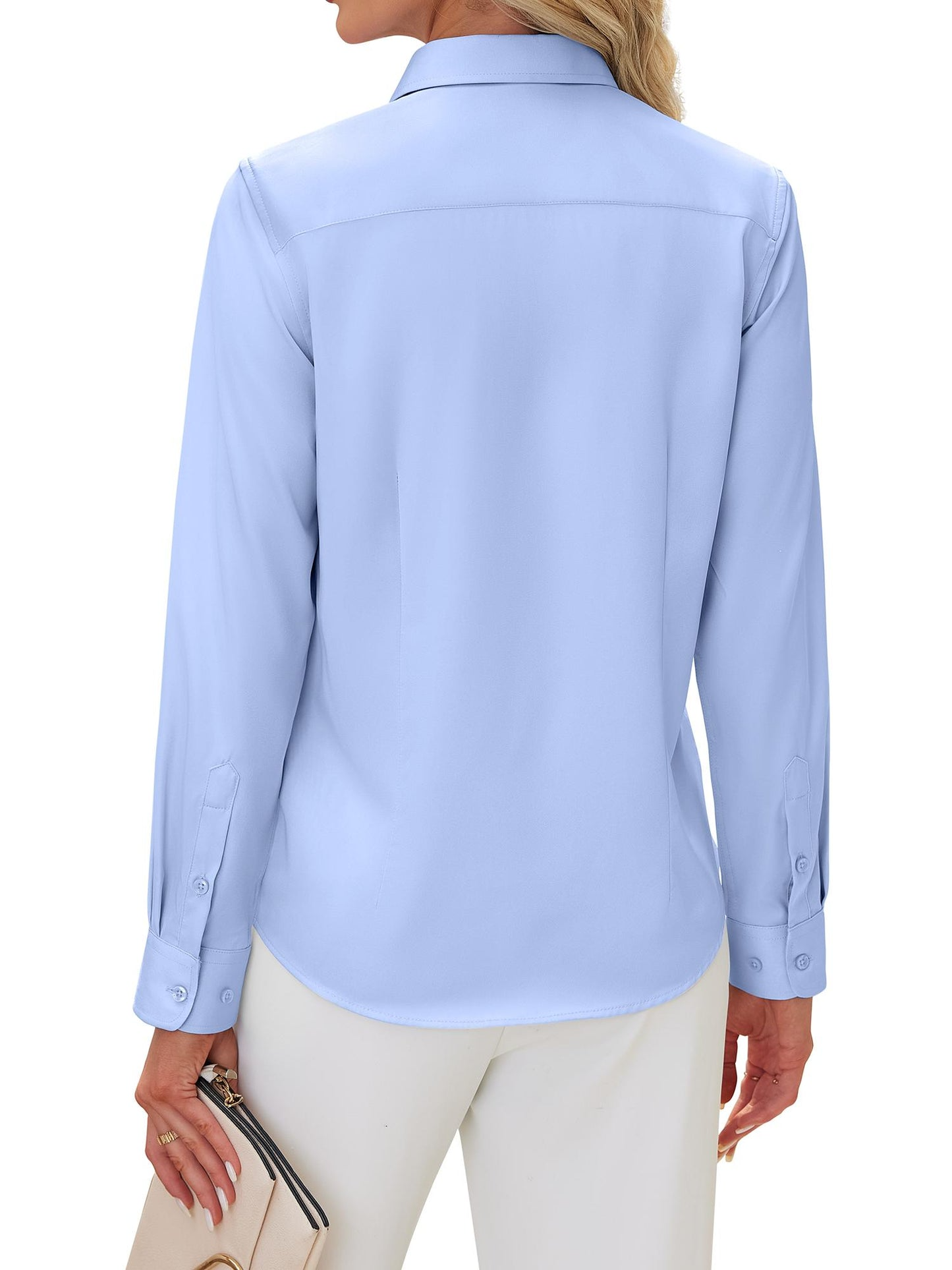 Women's Long Sleeve Button Down Shirts Wrinkle-Free Office Work Blouse