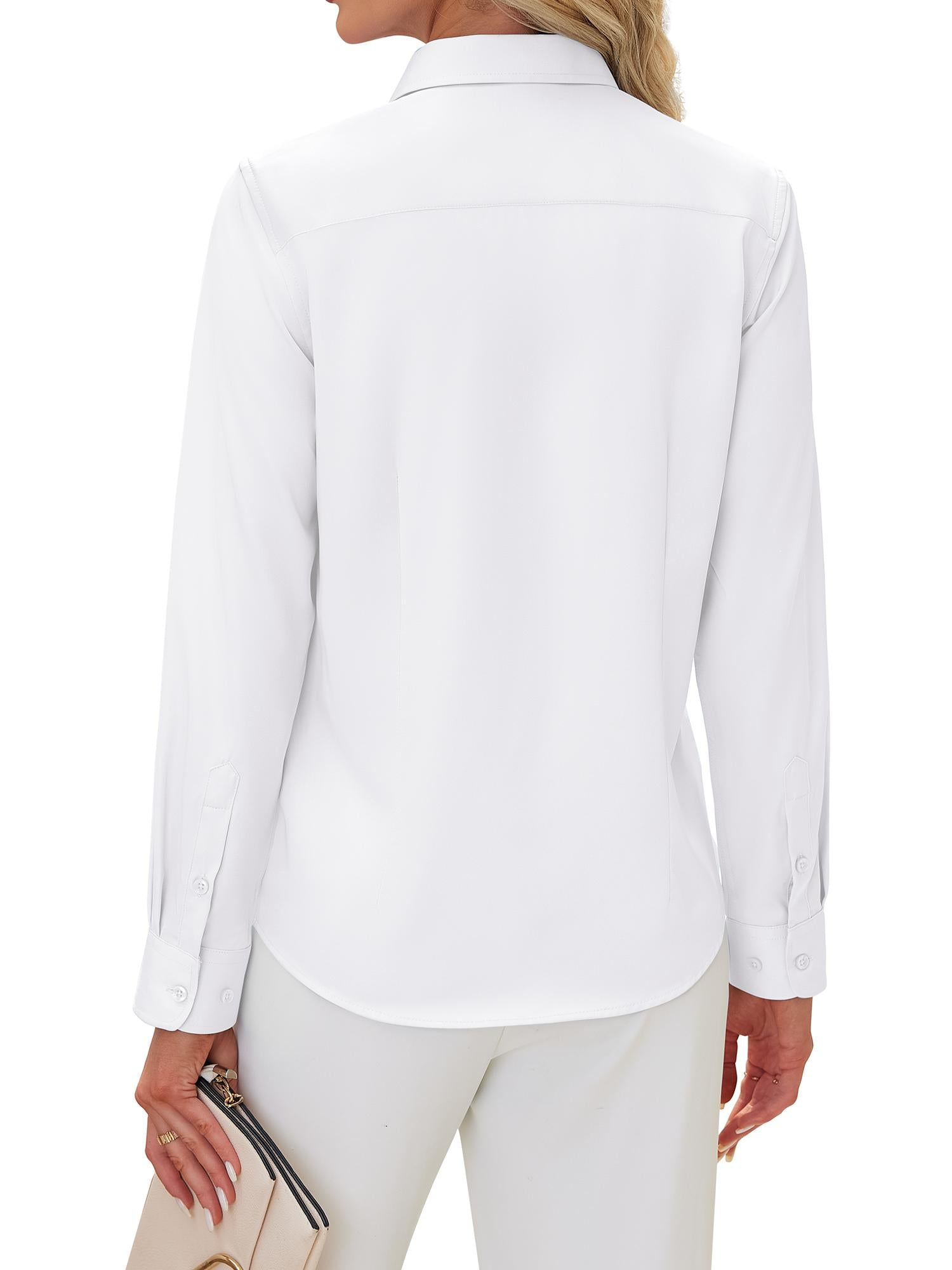 Women's Long Sleeve Button Down Shirts Wrinkle-Free Office Work Blouse