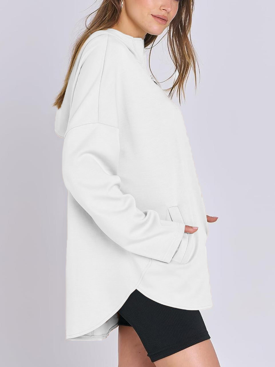 2024 Women's Oversized Quarter Zip Tunic Hoodie (Buy 2 Free Shipping)