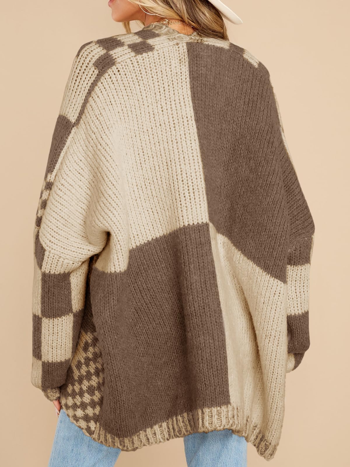 Cozy Checkered Knit Cardigan 