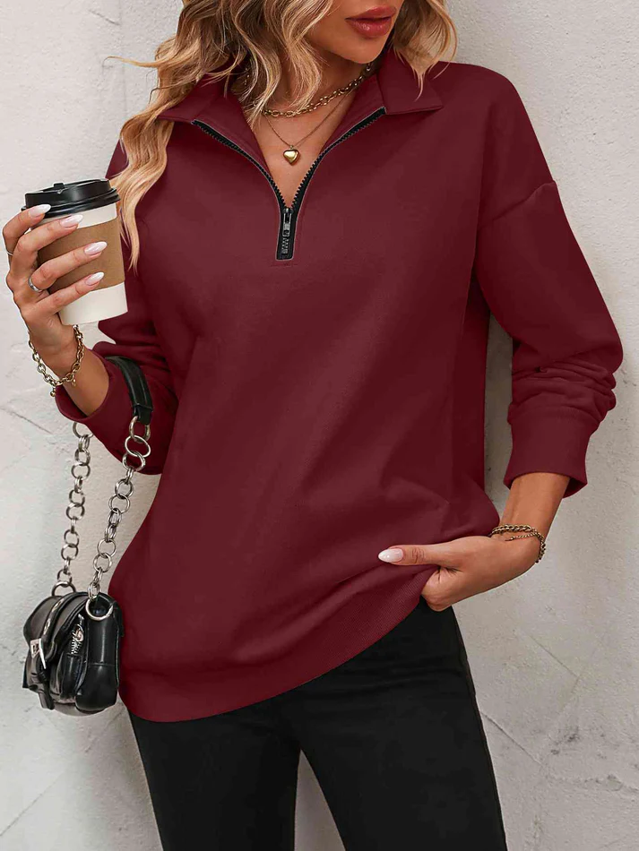 Womens Zip-Up Dropped Shoulder Sweatshirt(Buy 2 Free Shipping)