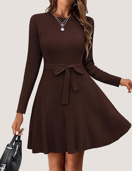 Women's Fall Winter Casual Dress Crewneck Long Sleeve A-Line Sweater (BUY 2 FREE SHIPPING!!!)