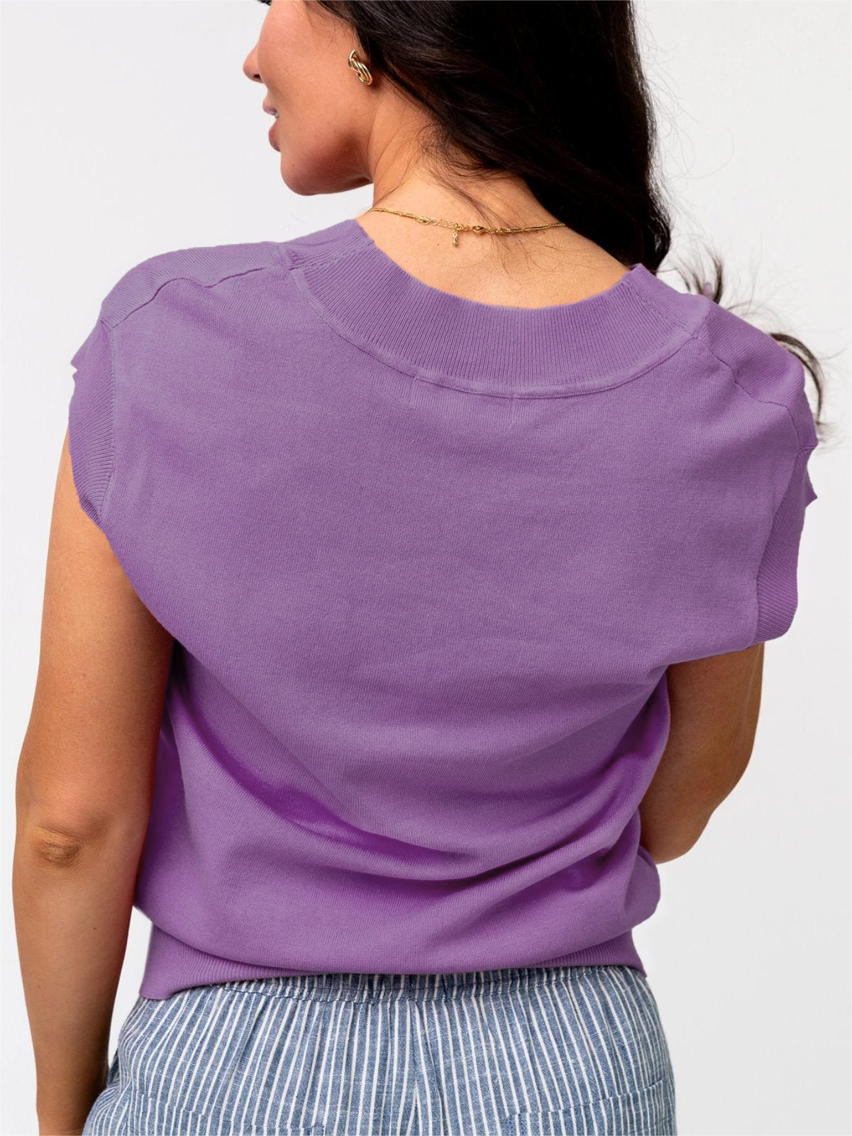 Womens  V Neck Cap Sleeve Basic Tops 💥Buy 3 Free Shipping