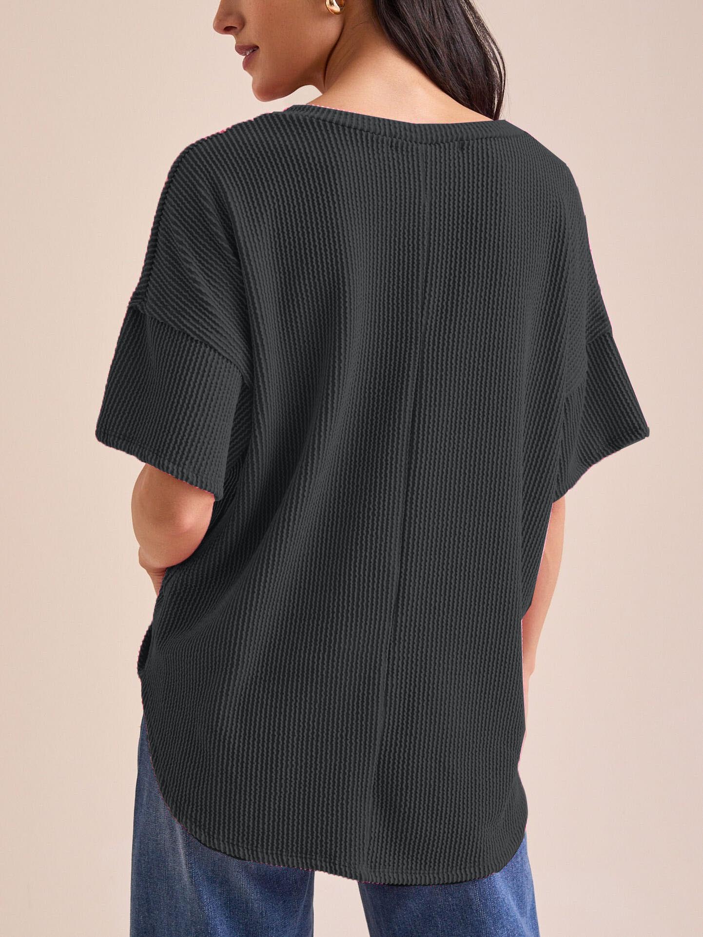 Women's Summer Ribbed Tunic Top