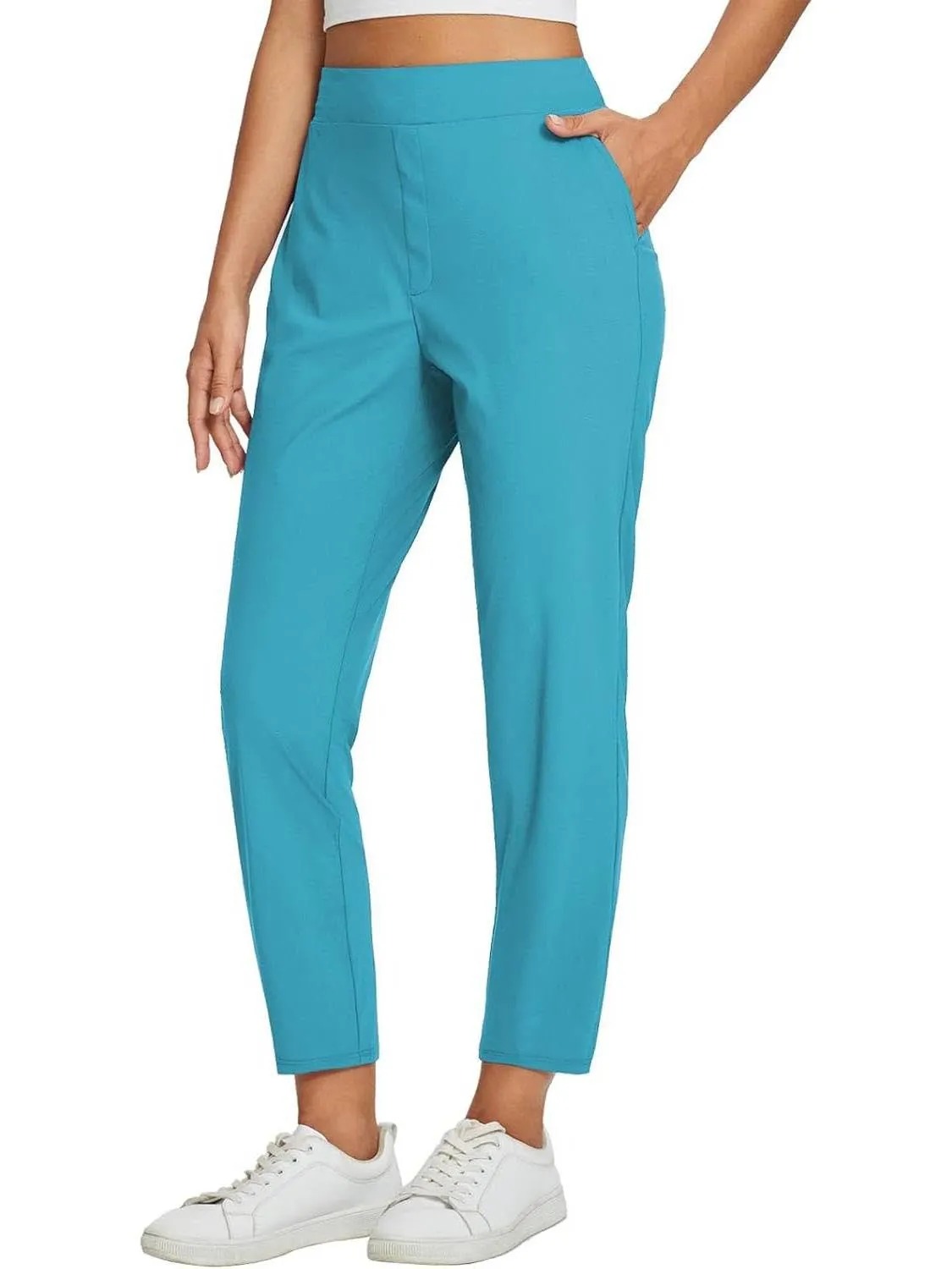 HOT SALE Women's Travel Pants Lightweight Anklle Dresss Pants With Zipper Pockets Summer UPF50