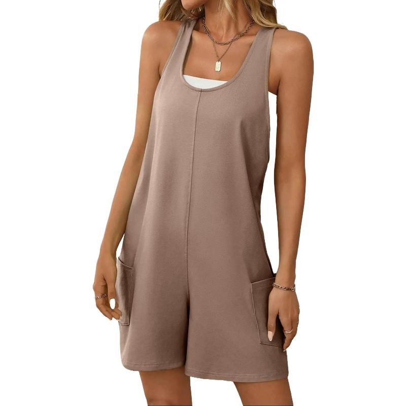 Casual Sleeveless Rompers for Women Racerback Overall Shorts with Pockets (Buy 2 Free Shipping!!!)