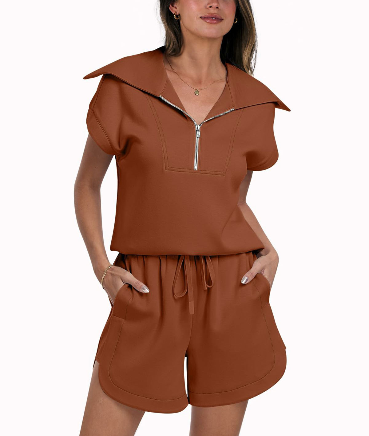 Woman Loose Fit Solid Sweat Suits Sets