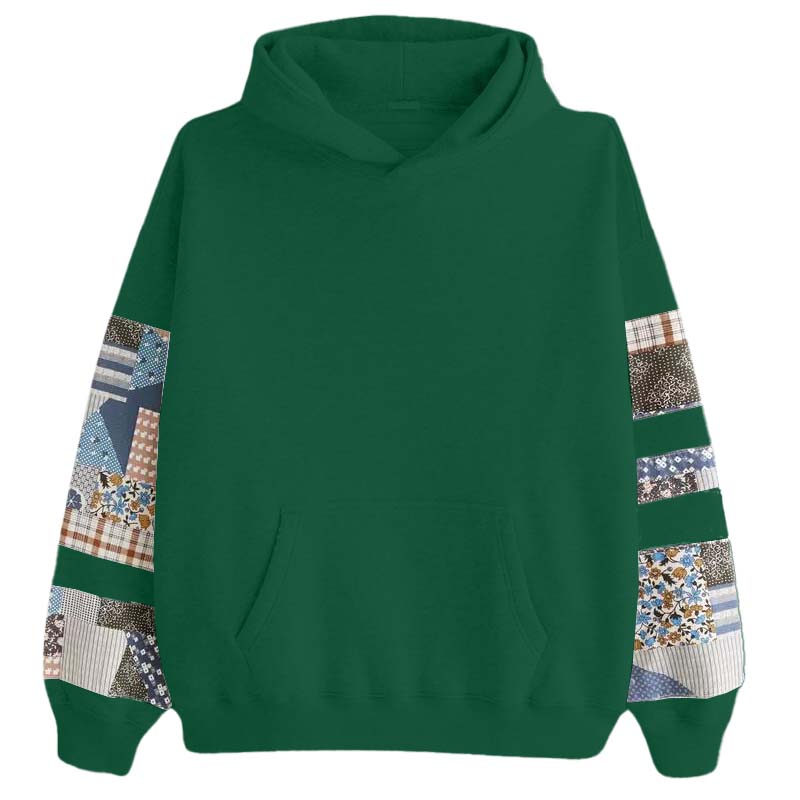 Womens Quilted Graphic Essential Popover Hoodie