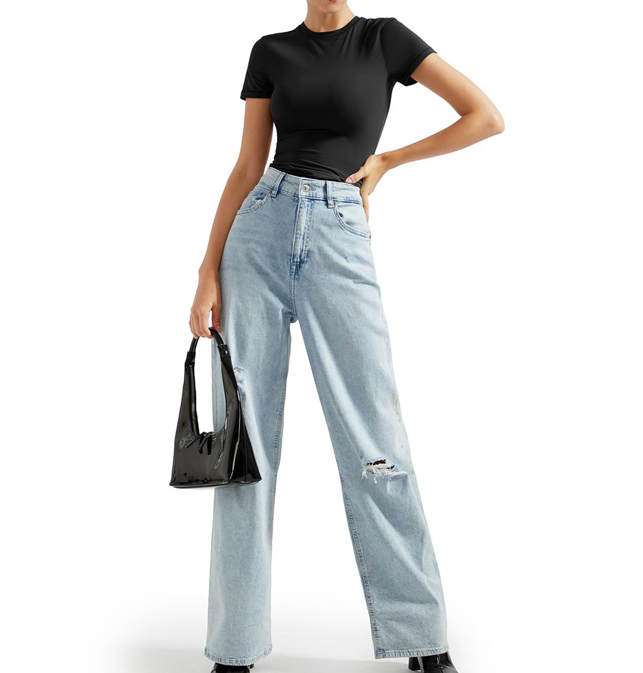 Women's Double Lined Slim Fit Crew Neck Short Sleeve T-Shirt