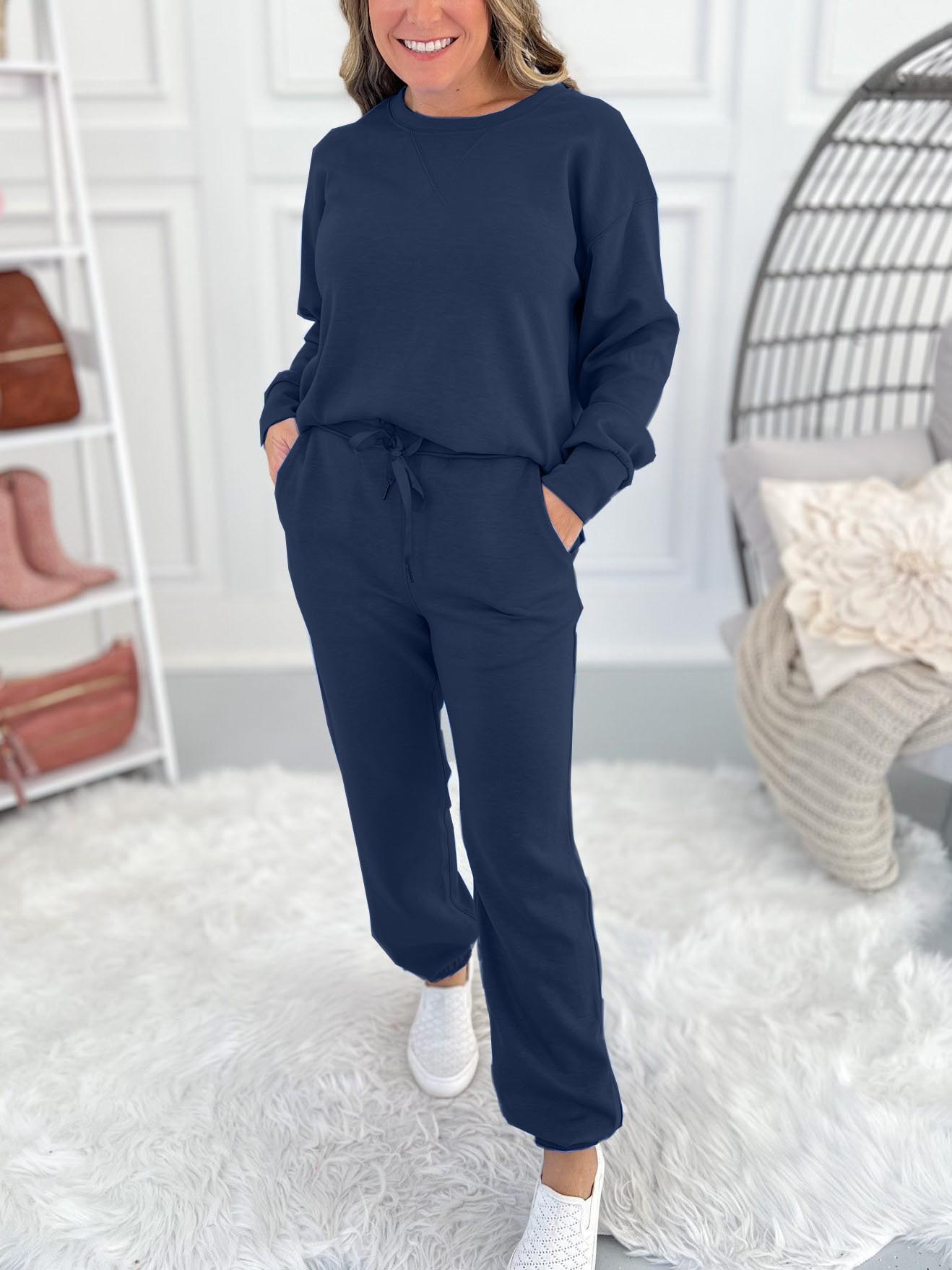 HOT SALE Women's Comfy Seam Pullover & Joggger Matching Set