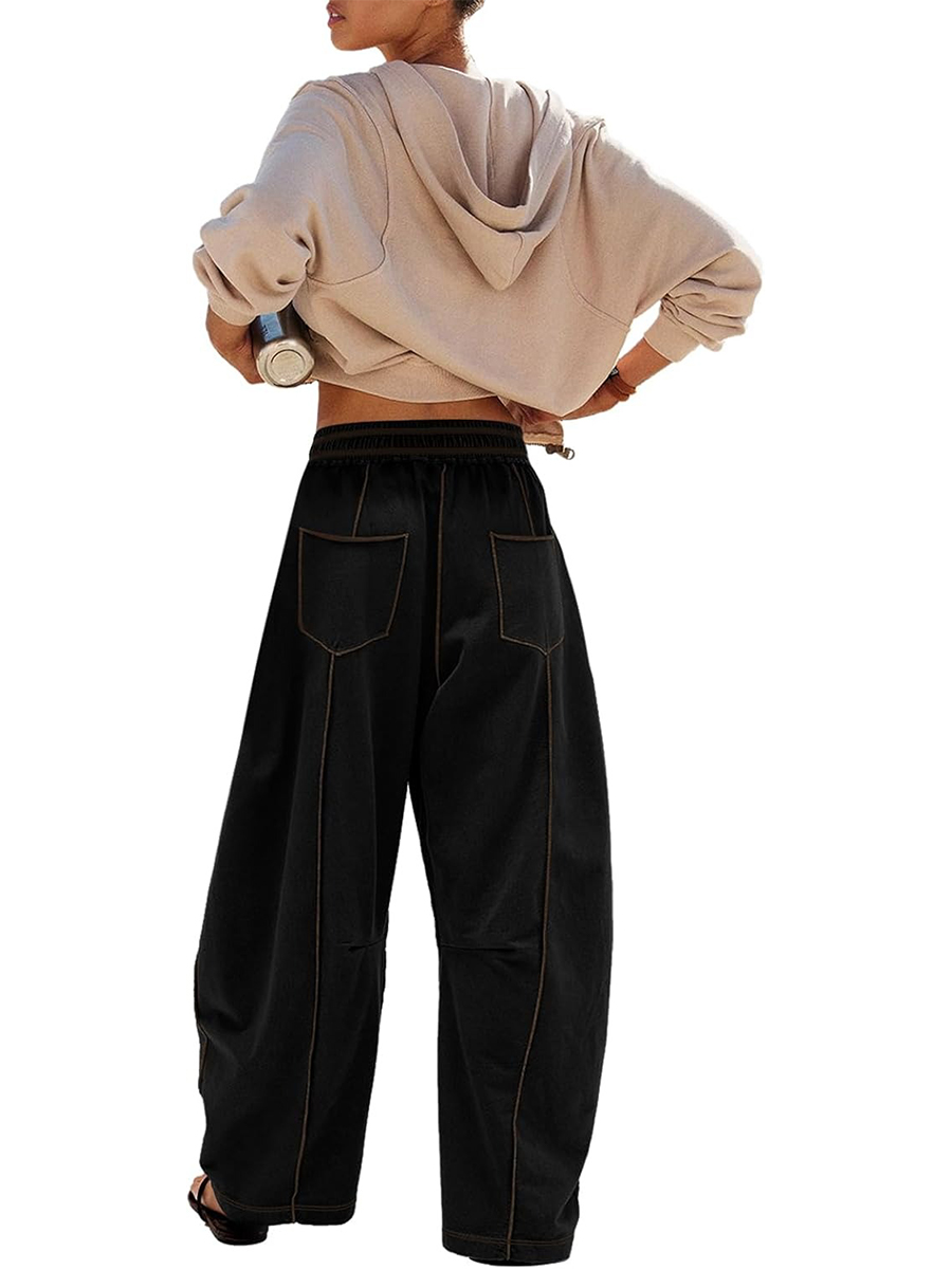 Women's Casual Drawstring Wide Leg Sweatpants Baggy Barrel Pants