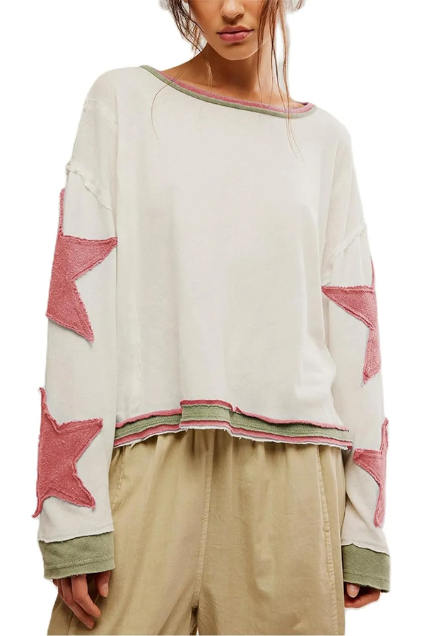Women's Oversized Star Sweatshirt Long Sleeve Shirt Drop