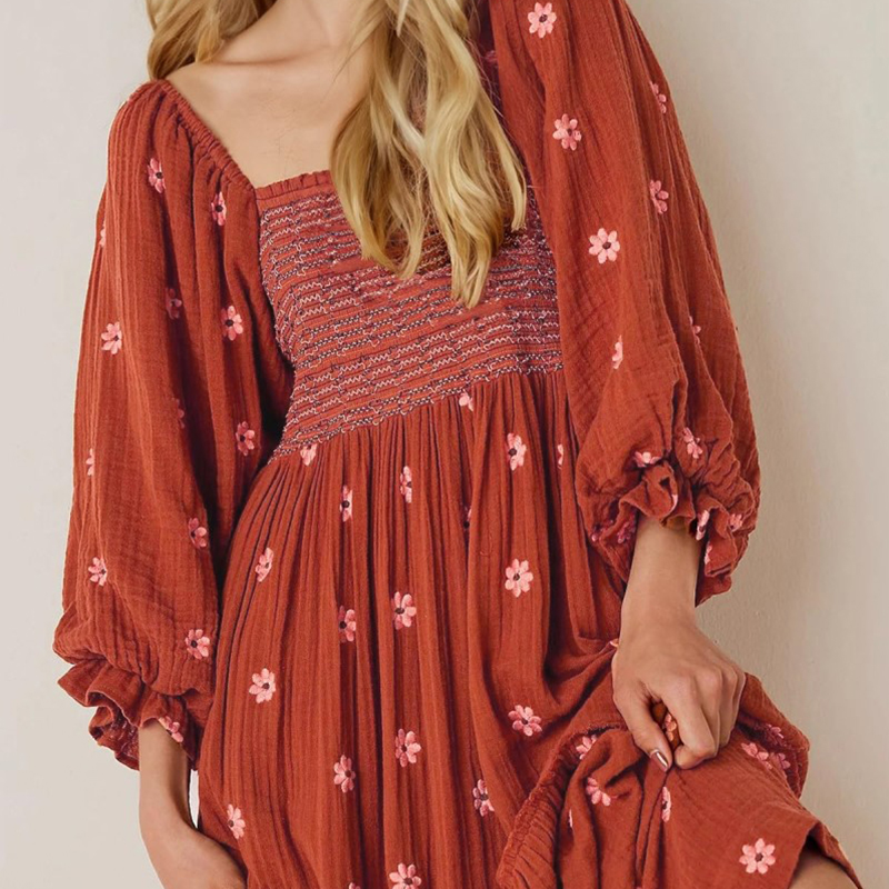 Women's Casual Embroidered Maxi Dress[BUY 2 FREE SHIPPING]