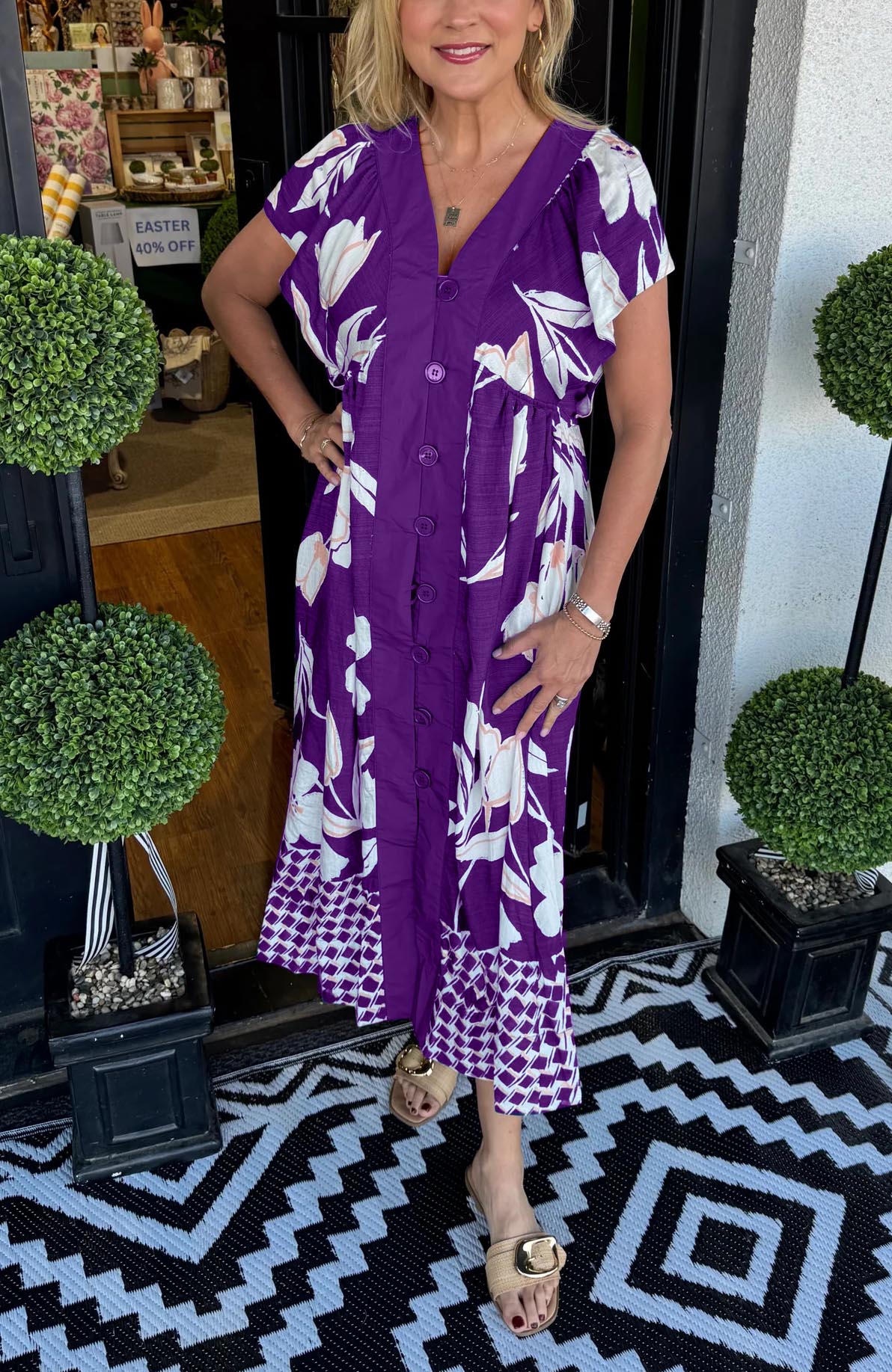 Women's Elegant Printed Button Flowy Midi Dress(Buy 2 Free Shipping)