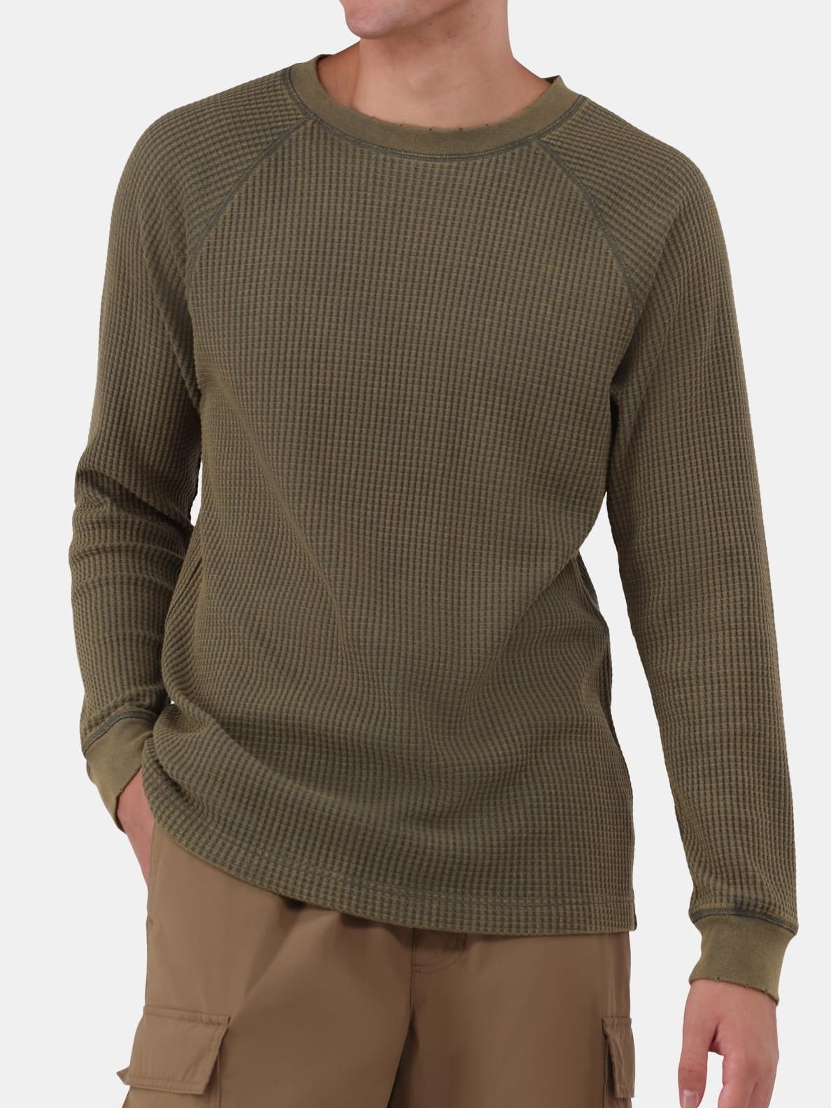 Light Mineral Wash Raglan Sleeve Waffle Thermal Shirt