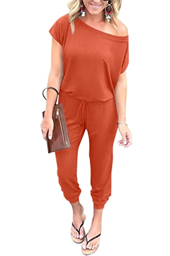 Women's  Off Shoulder Elastic Waist Stretchy Long Romper Jumpsuit