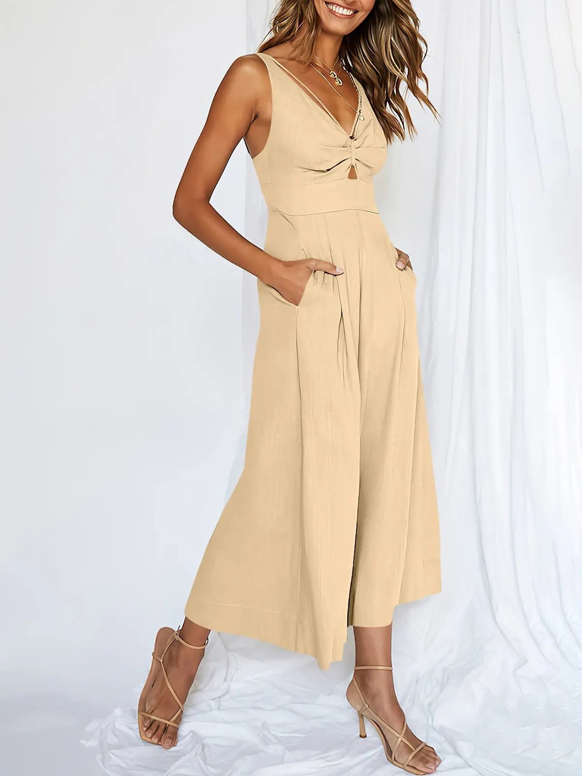 New Summer V Neck Cutout High-Waist Rompers