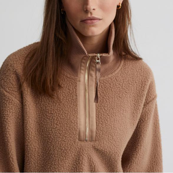  Women's Half Zip Oversized V Neck Fuzzy Knit Chunky Fleece