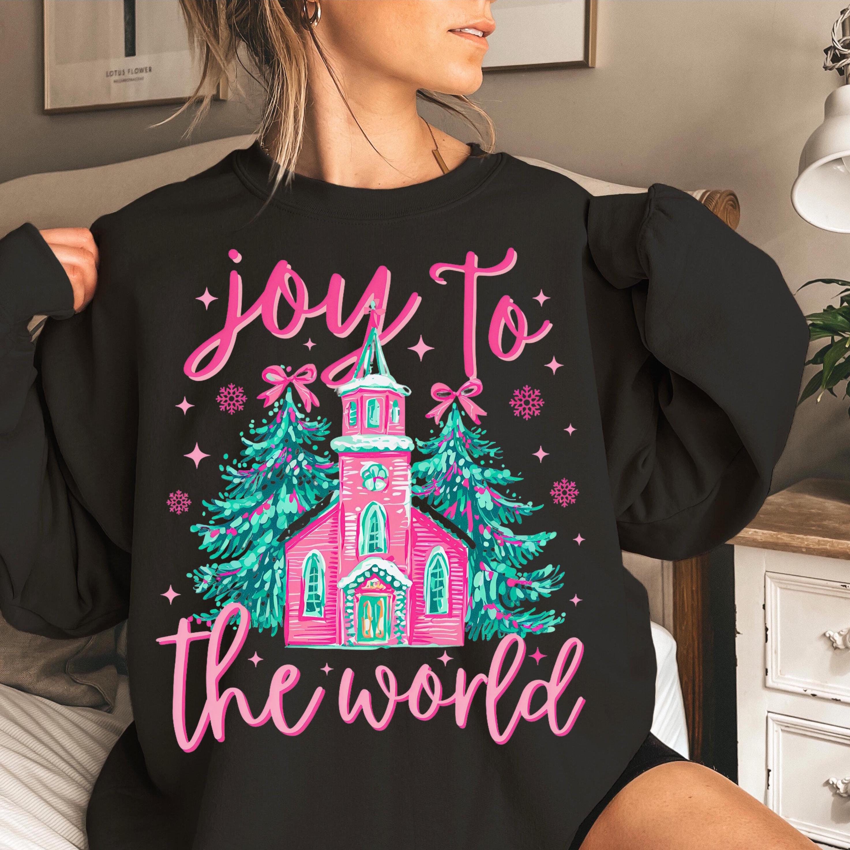 Joy to the World Christmas Watercolor Print Holiday Sweatshirt