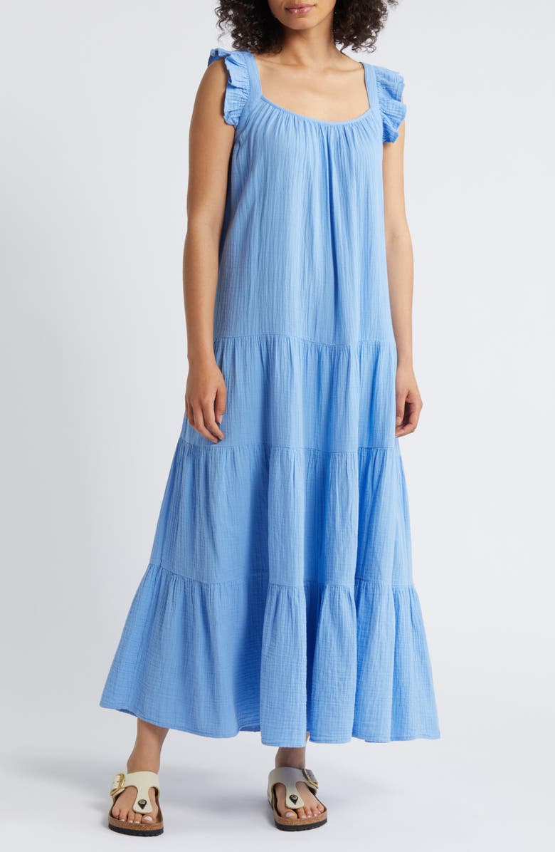 Ruffle Tiered Cotton Maxi Dress