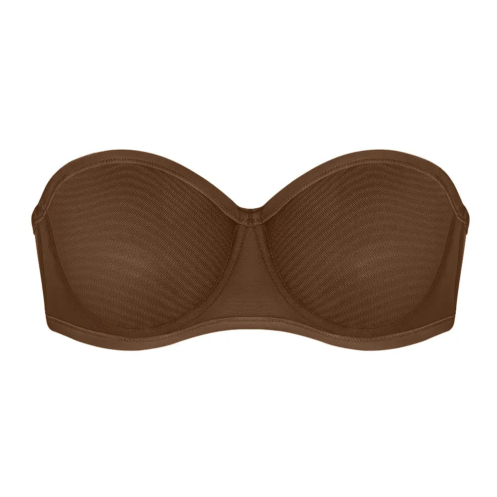 Strapless Mesh Underwire Balconette Bra