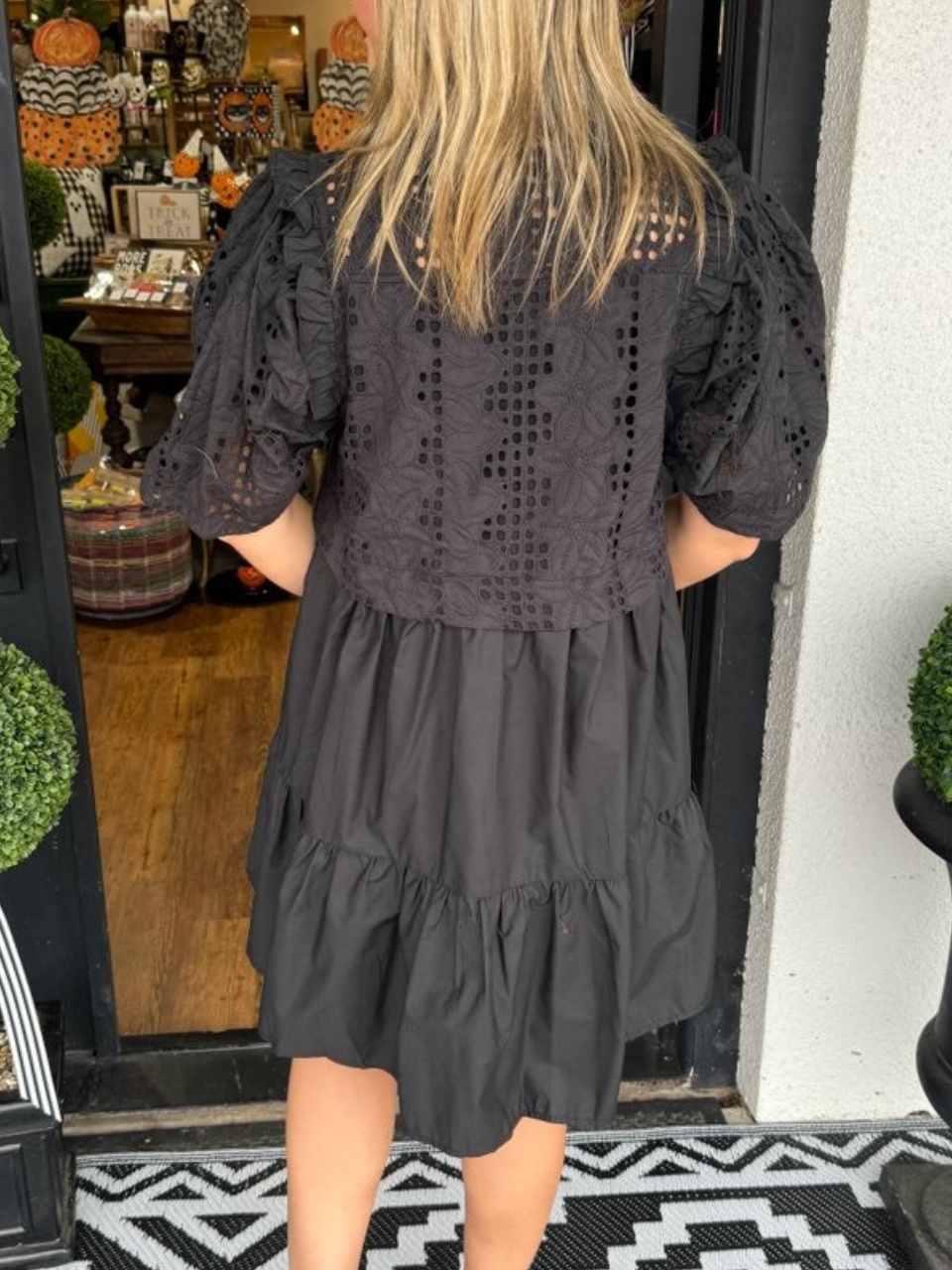 Lace Puff Sleeve Mini Dress (Buy 2 Free Shipping)