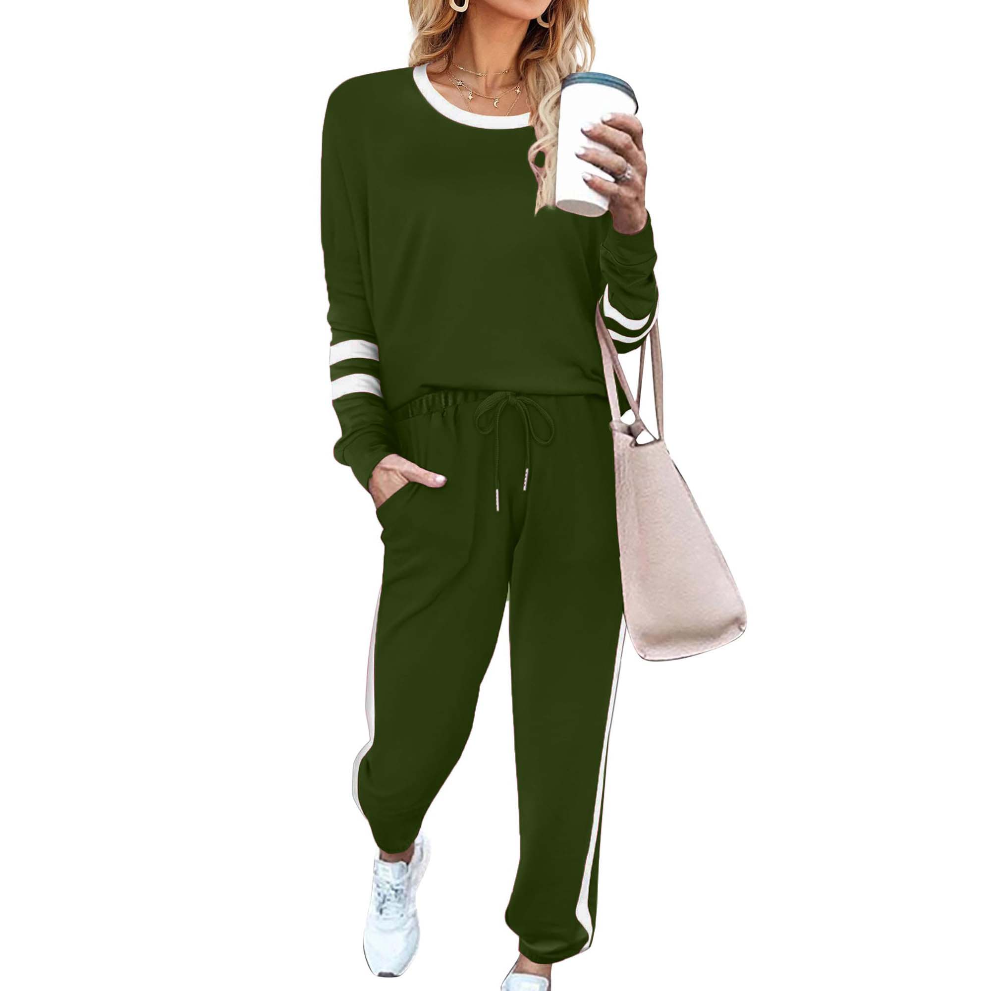 Womens Casual Crewneck Sweatshirts Pullover 2 Piece Outfits