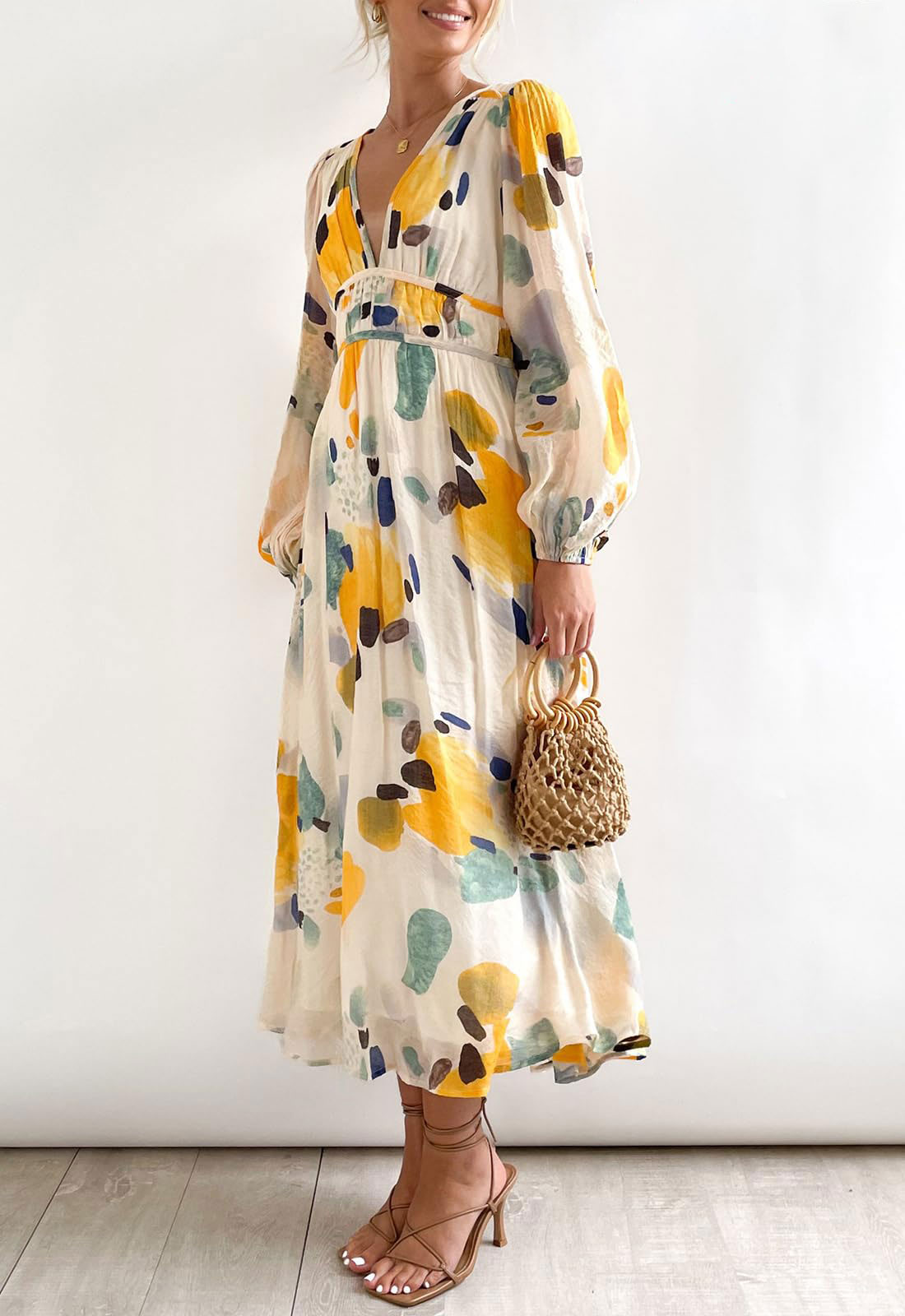 ⏰Women's 2024 Long Sleeve Boho Floral Maxi Dress-hivebabe.com