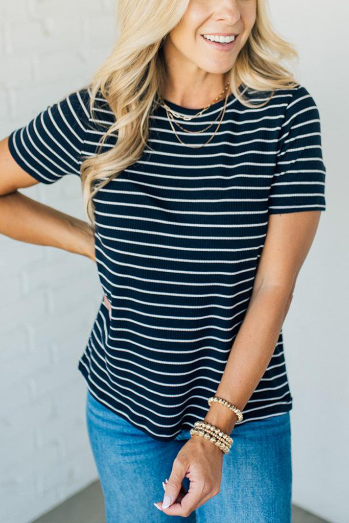 Striped Ribbed Tee