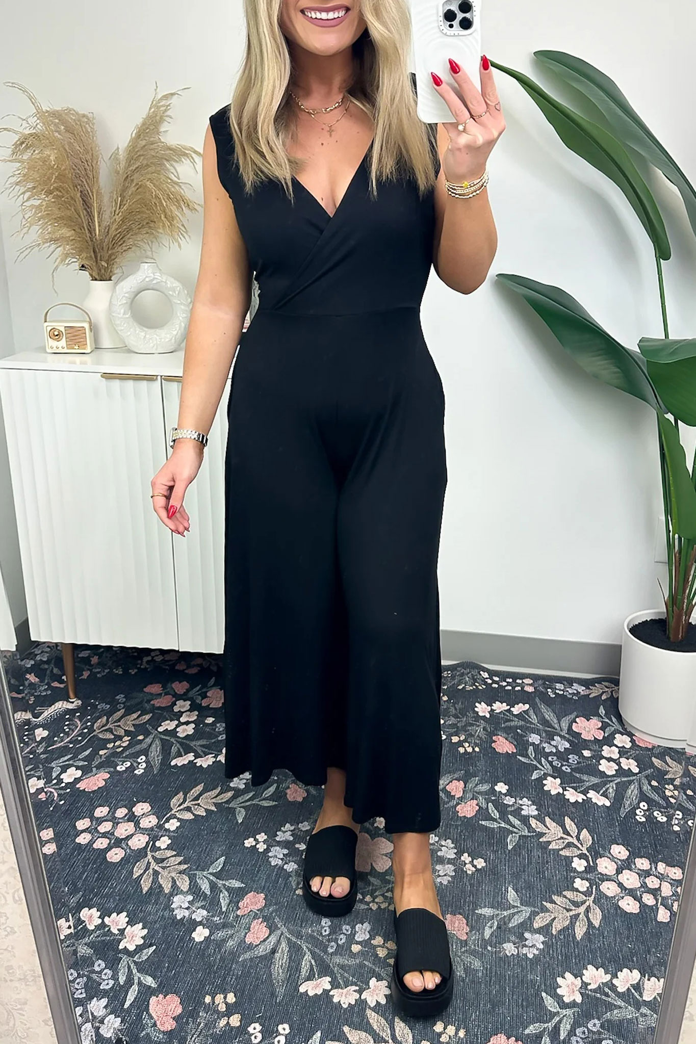 v-neck wide leg jumpsuit