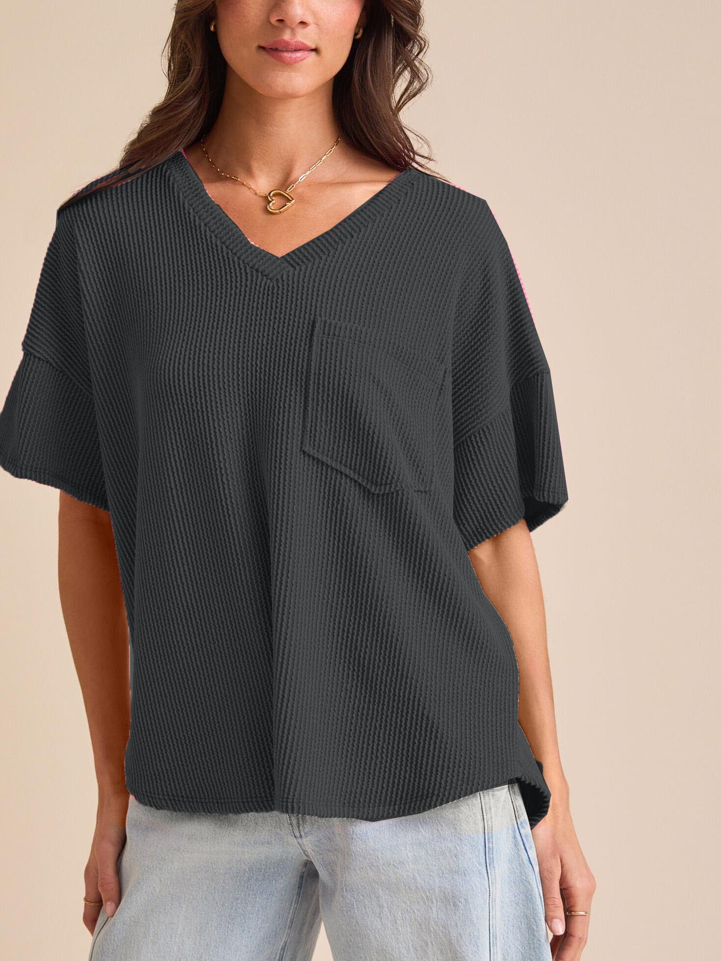 Women's Summer Ribbed Tunic Top