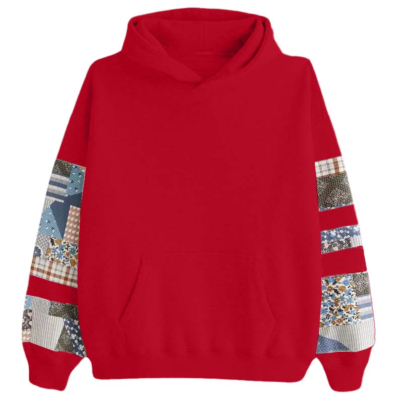 Womens Quilted Graphic Essential Popover Hoodie