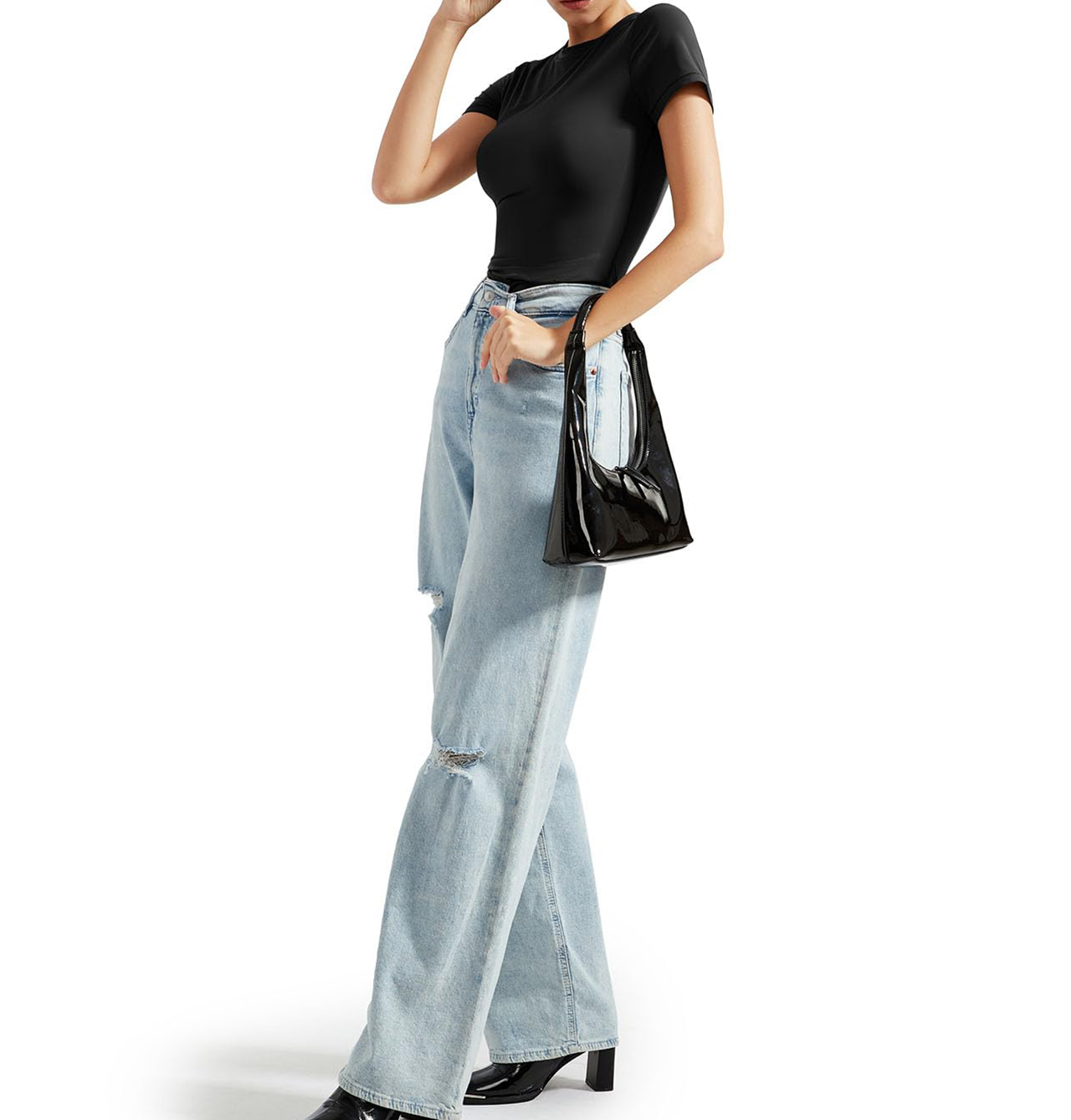 Women's Double Lined Slim Fit Crew Neck Short Sleeve T-Shirt