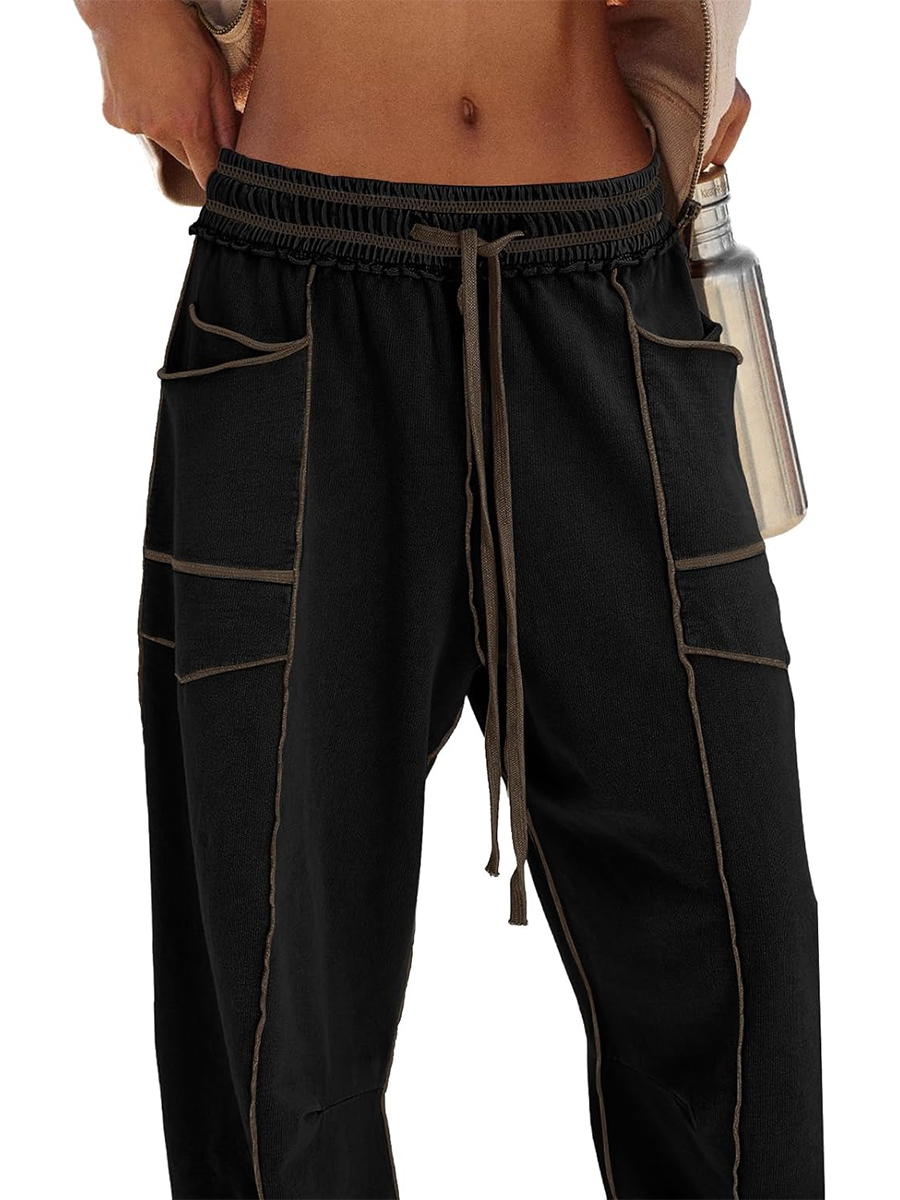 Women's Casual Drawstring Wide Leg Sweatpants Baggy Barrel Pants