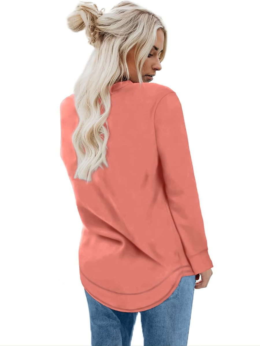 HOT SALE Women's Crewneck Long Sleeve Sweatshirt Curved Hem Tunic Tops