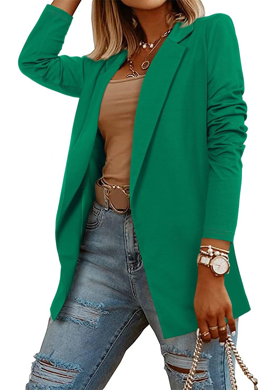 Women's Casual Lightweight Lapel Long Sleeve Blazer Jacket