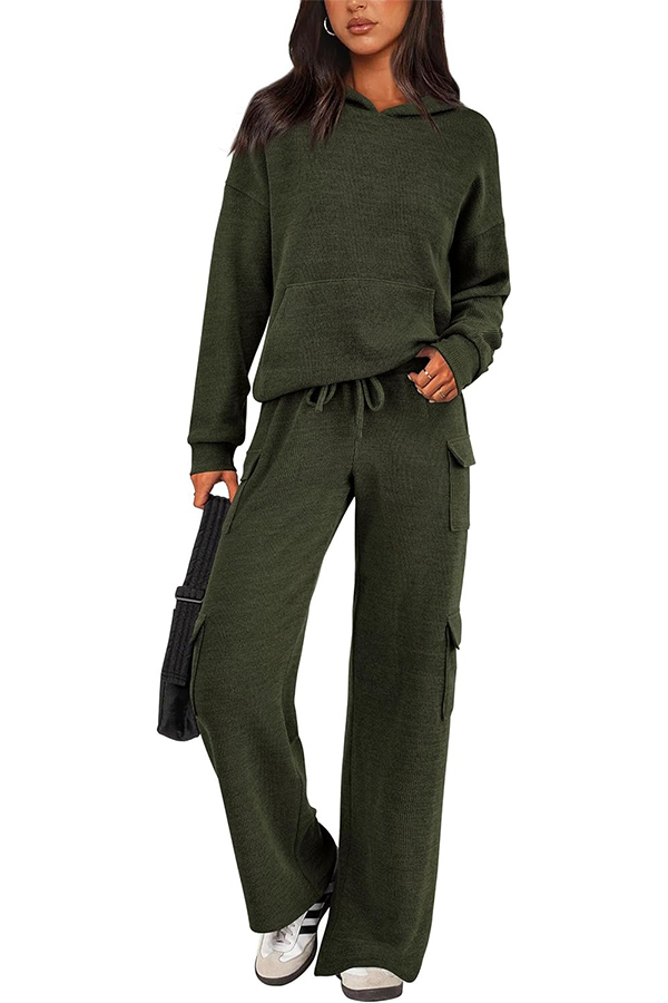 Women's Casual Hooded Sweatshirt Pocket Pants 2 Piece Set