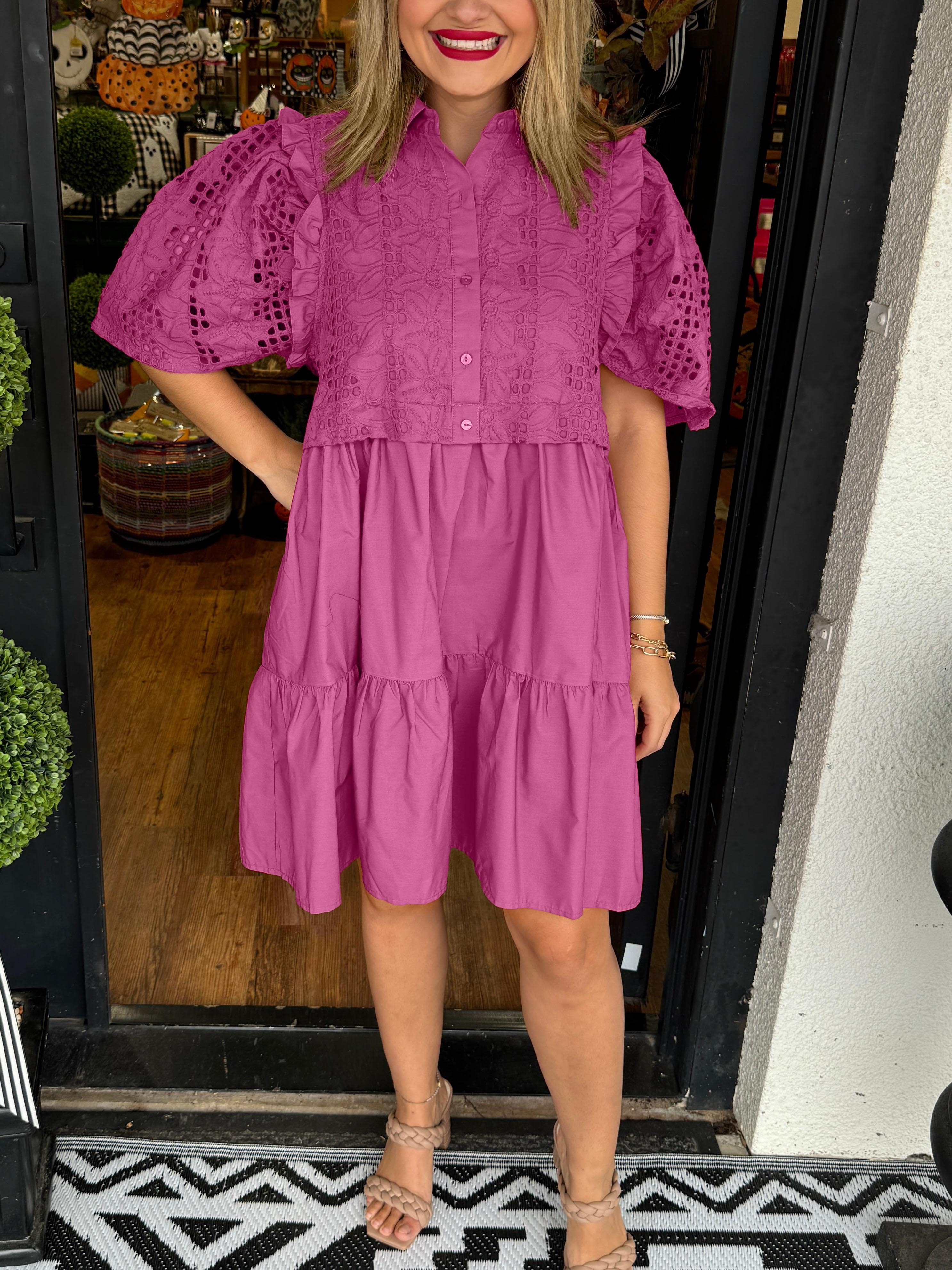 Lace Puff Sleeve Mini Dress (Buy 2 Free Shipping)