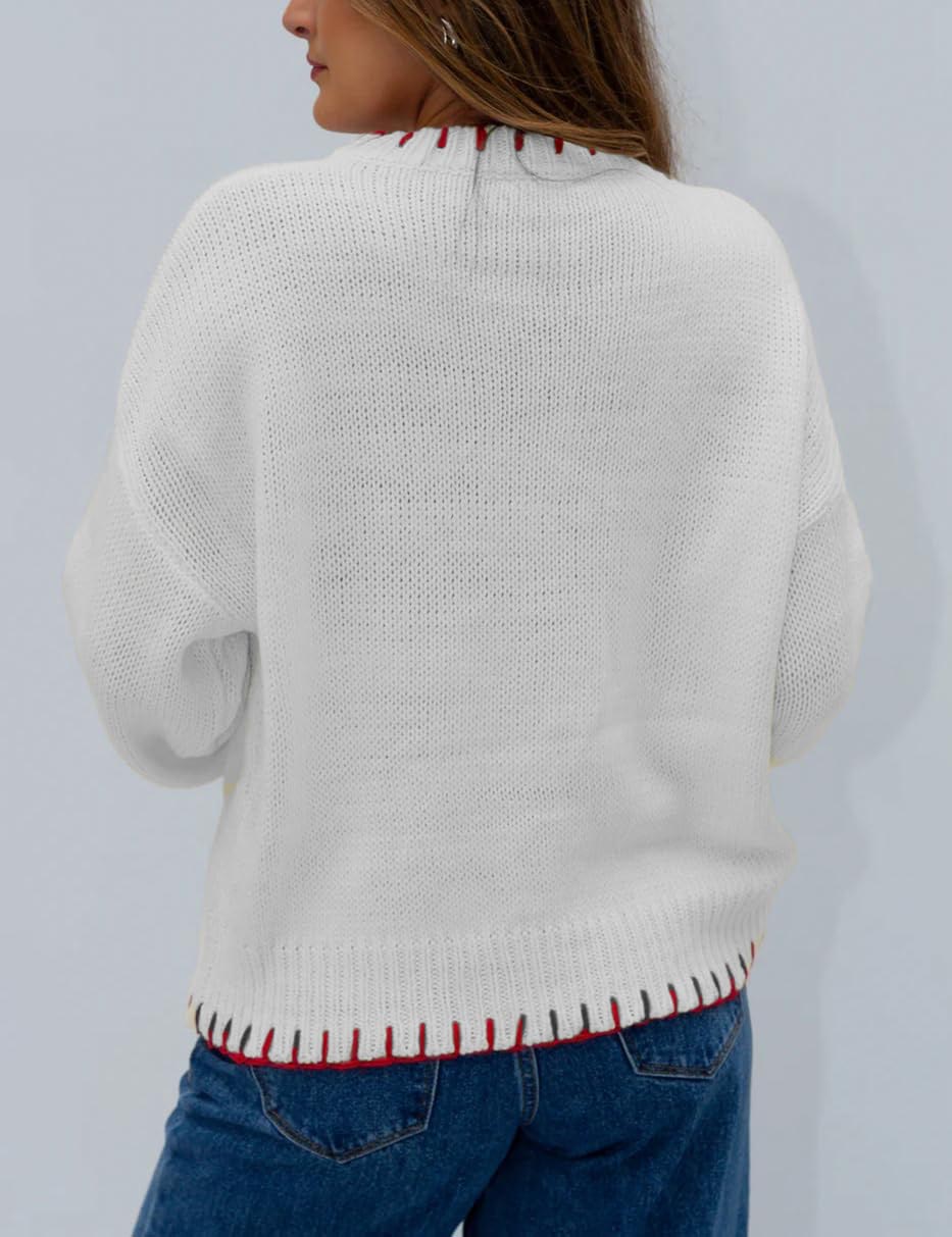 Bow Crew Neck Knitted Sweater Pullover (Buy 2 Free Shipping)