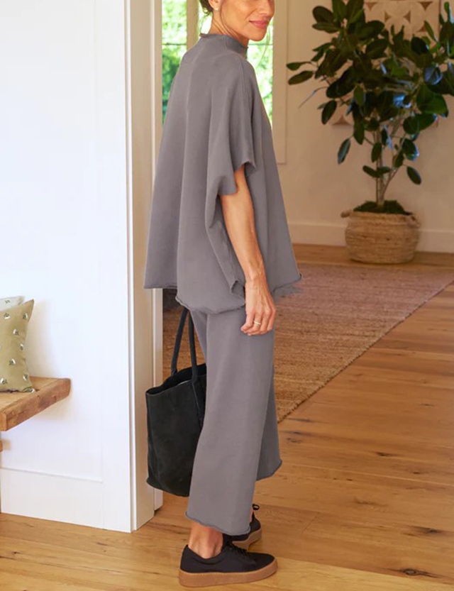 2024 New Women's 3/4 Batwing Sleeve Capelet Wide Leg Pants Set(Buy 2 10% OFF)