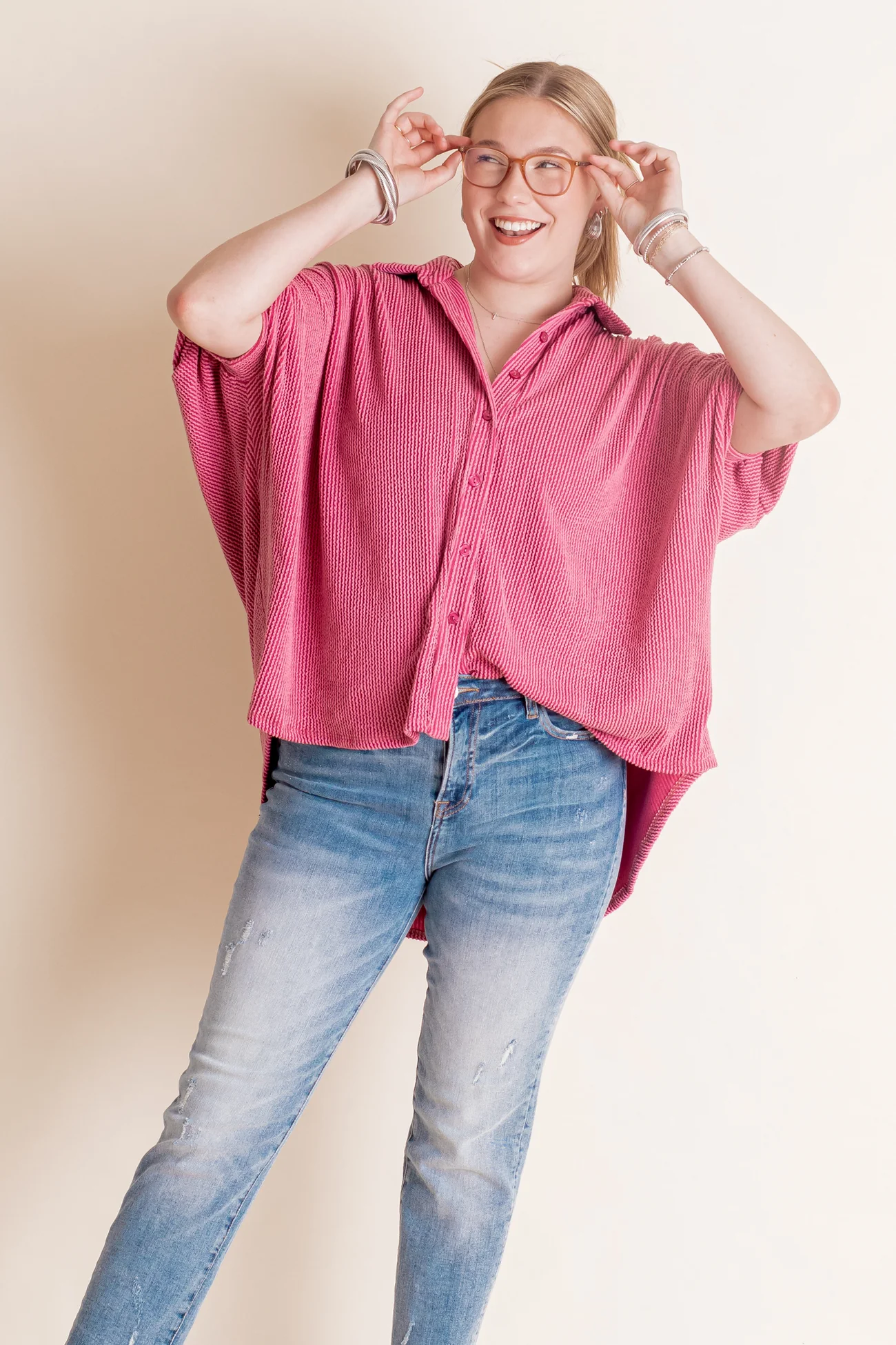 Women's Seasons Ribbed Button Down Top(Buy 2 Free Shipping)