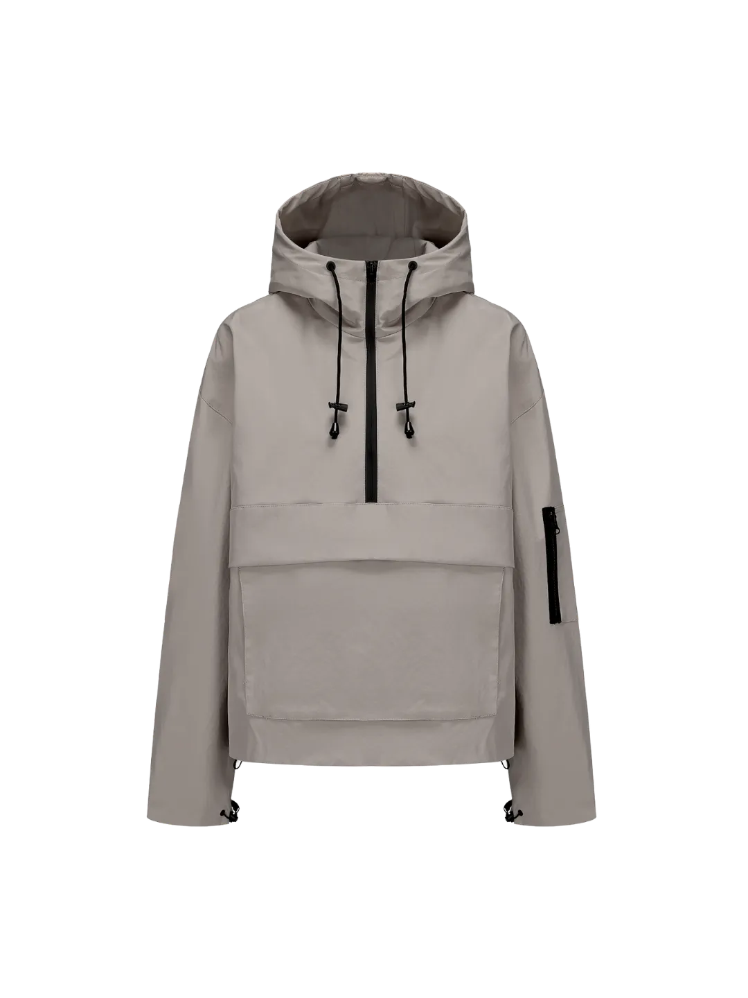 Fleece-lined Waterproof Raincoat Hoodie With Kangaroo Pocket