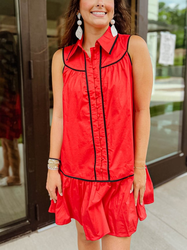 HOT SALE 🏈Game Day Sleeveless Contrast Collared Mini Dress