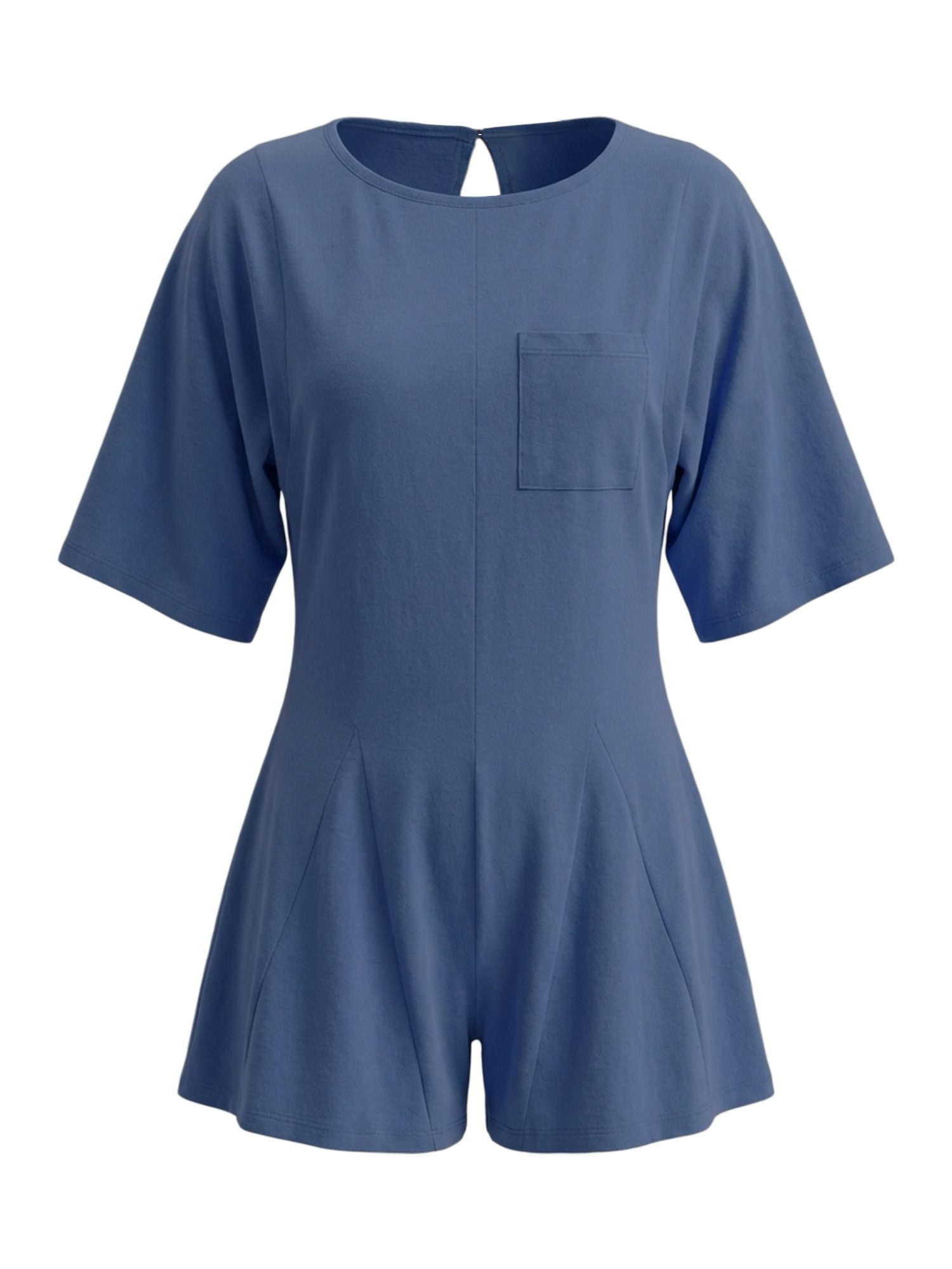  Women's Slim Fit Short Sleeve Crew Neck Rompers with Pocket