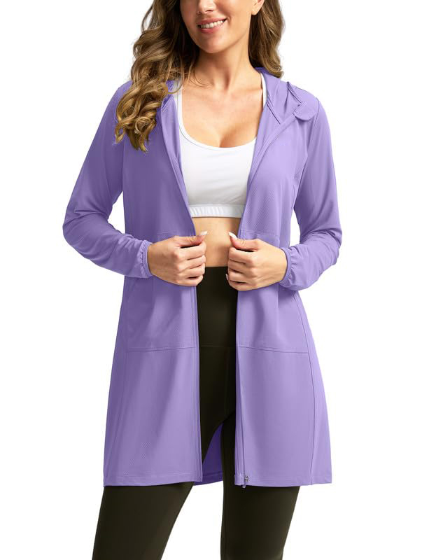 Women's Swim Cover Up Sun Protection Hoodie Long Jacket