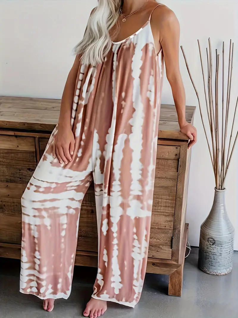 2025 Hot Sale Women's Casual Tie-Dye Cami Wide Leg Jumpsuit(buy 2 free shipping)
