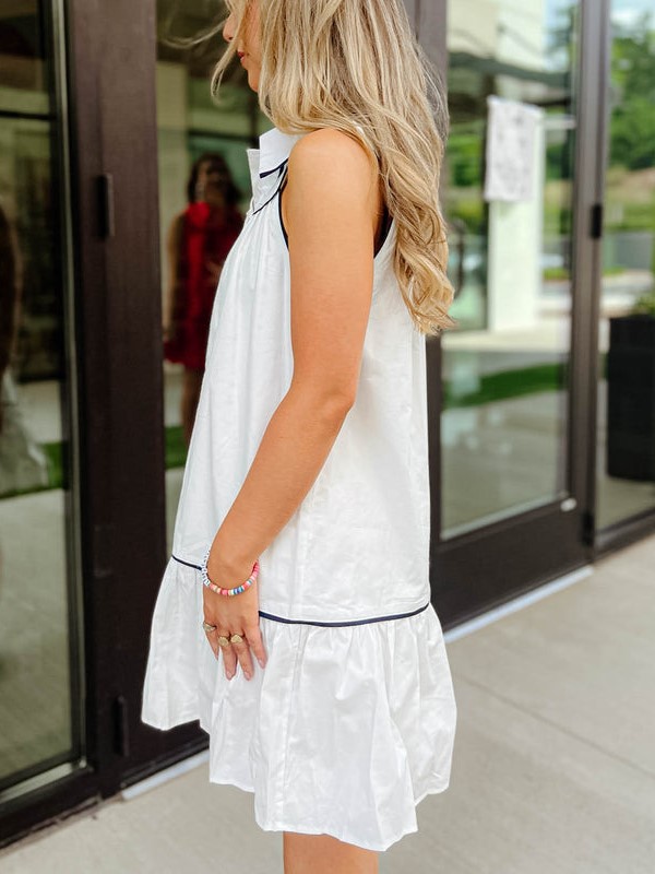 HOT SALE 🏈Game Day Sleeveless Contrast Collared Mini Dress
