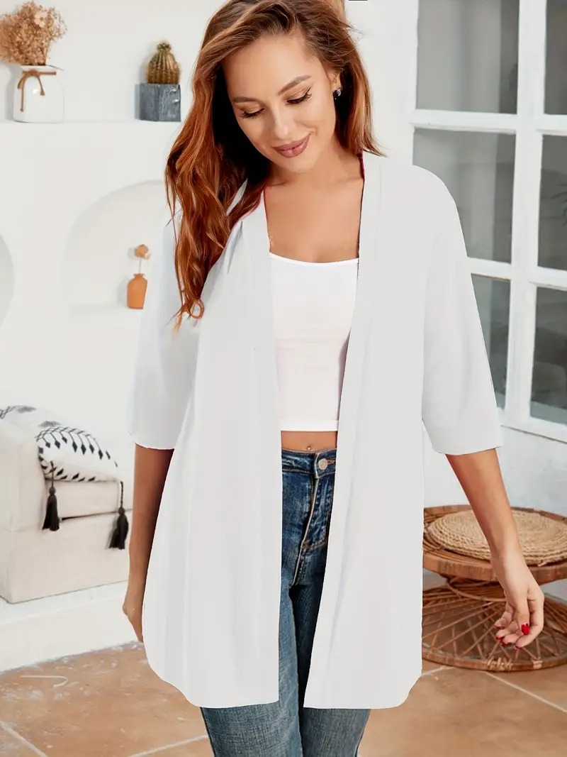 Women's Oversized Half Sleeve Open Front Cardigan