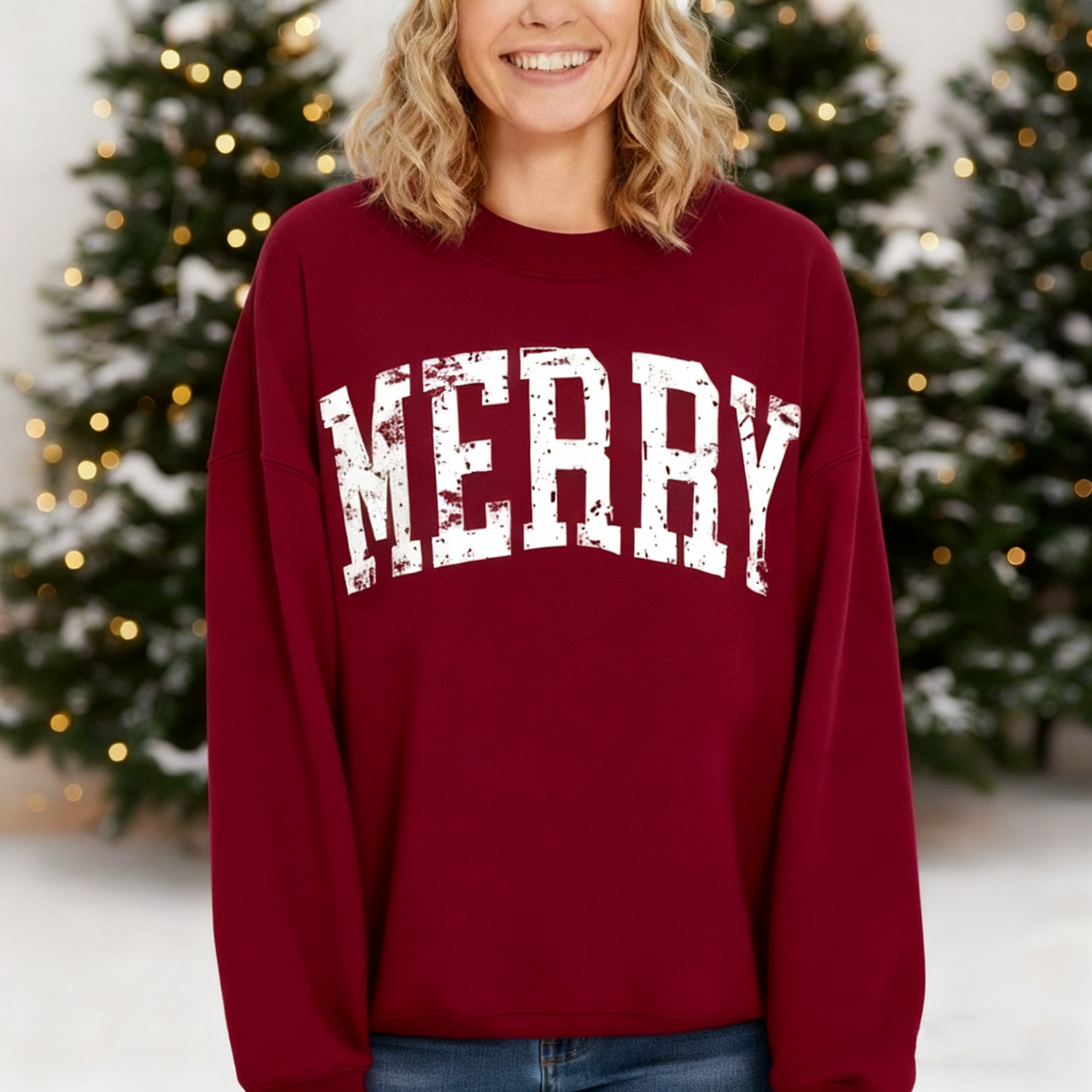 Retro Merry Sweatshirt : Women's Christmas Shirt