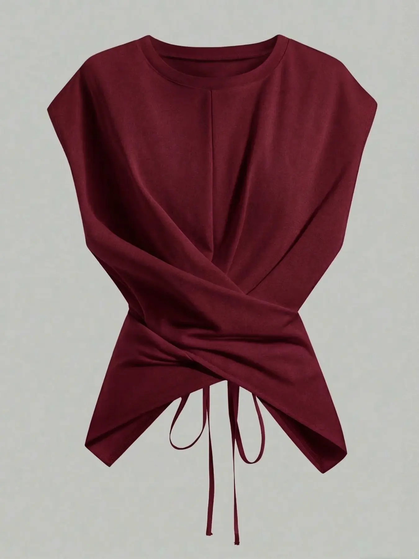 Women's Cap Sleeve Tie Back Cinched Waist Wrap Top